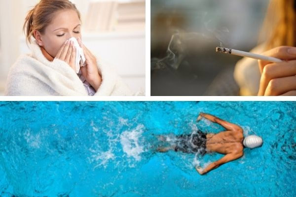 Mắc bệnh đường hô hấp, khói thuốc lá hoặc không làm khô tai sau khi bơi là nguyên nhân gây viêm tai giữa ở người lớn